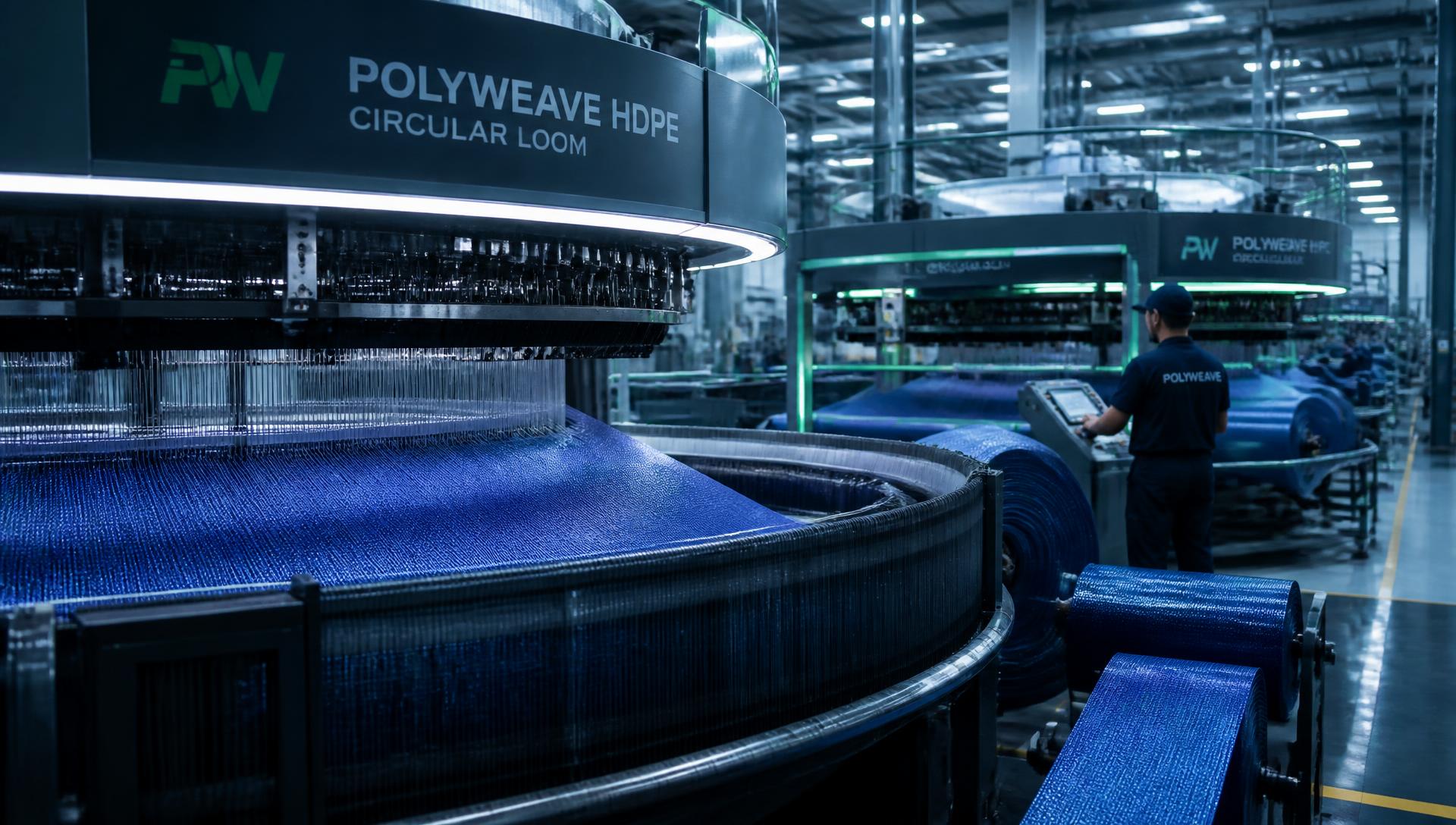 HDPE woven fabric production line with circular looms